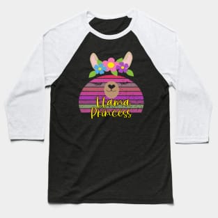 Cute Llama Face Design - Llama Princess Baseball T-Shirt